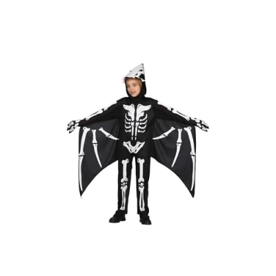 Afbeelding van Guirca Spook &amp; Skelet Kostuum Stervende Graatmagere Dino Kind Zwart / Wit 3 4 jaar Halloween Verkleedkleding