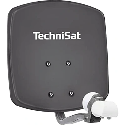 Afbeelding van TechniSat DIGIDISH 33 Satellietkom voor 2 deelnemers (33 cm kleine satellietinstallatie complete set met wandhouder en Universal Twin LNB) grijs
