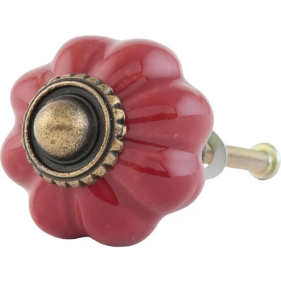 Afbeelding van Clayre &amp; Eef Deurknop Ø 3 cm Rood Keramiek Meubelknop
