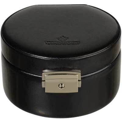 Afbeelding van WINDROSE Sieradendoos Merino Round Jewelry Box Black Zwart