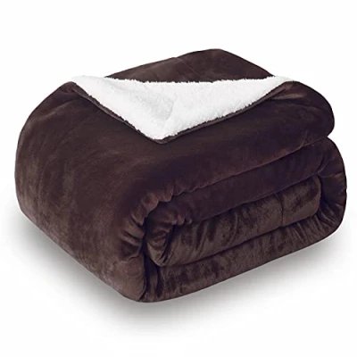 Afbeelding van SOCHOW Sherpa Deken, bruin, tweezijdige woondeken, knuffeldeken, extra dikke warme bankdeken, van Sherpa, 150 x 200 cm, super fleece deken als bankplaid of woonkamerdeken