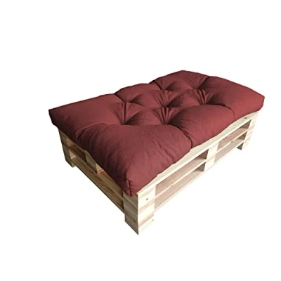 Afbeelding van Chilly Pilley Palletkussen Schuimvlokken Palletmeubel Palletbank Rugleuning Zitkussen Zijkussenset (Zitkussen 120 X 80 Donkerrood)