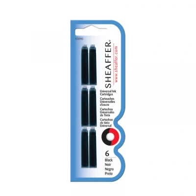 Afbeelding van Sheaffer inktpatronen Skrip zwart blister met 6 patronen geschikt voor de VFM collectie SF 93090