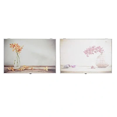 Afbeelding van Covers DKD Home Decor Blommor Teller 46,5 x 6 31,5 cm 2 Stuks Hout MDF