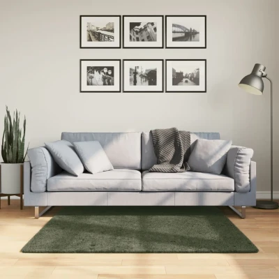 Afbeelding van Vloerkleed HUARTE laagpolig zacht wasbaar 120x120 cm bosgroen