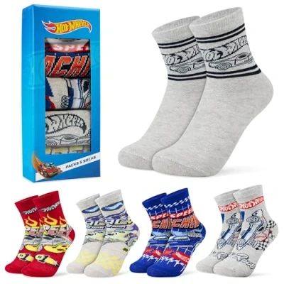 Afbeelding van Hot Wheels Ademende kuitsokken voor kinderen, verpakking van 5 stuks, Veelzijdig te gebruiken., 3 jaar
