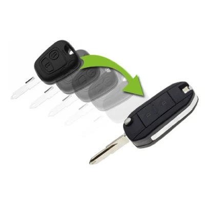 Afbeelding van JONGO sleutelbehuizing met lemmet compatibel Peugeot 206 Plip Afstandsbediening 2 Knoppen
