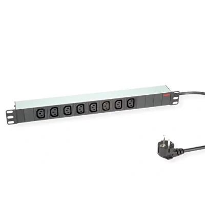 Afbeelding van ROLINE 19 stekkerdoos 8 voudig C13 + geaarde stekker, Aluminium, 2 m