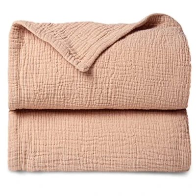 Afbeelding van Lulu moon mousseline Deken voor baby&#039;s, ademende babydeken, babydeken pasgeborenen, zachte kruipdeken kinderen, slaapdeken peuters, meisjes en jongens, 120 x cm (roze)
