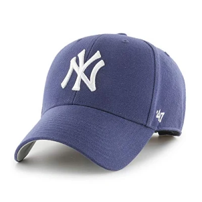 Afbeelding van 47 MLB New York Yankees MVP Unisex Baseball Cap: Verstelbare haak &amp; lus band: Wit Logo: Kleur Licht Navy, One size