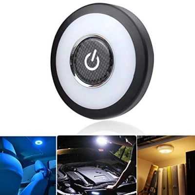 Afbeelding van X SIM FITNESSX Led nachtlampje voor in de auto, 3 kleuren, kofferbakverlichting, autoplafondlamp, leeslamp, magnetisch, dimbaar, USB oplaadbaar, licht kast, muur, magazijn, caravan, kamer (warm wit/blauw)