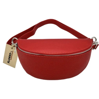 Afbeelding van Flores Lederwaren Crossbody/Heuptas model &#039;The Sling&#039; rood.