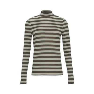 Afbeelding van QS Gestreiftes IM SLIM FIT Longsleeve, Dames, Maat: XXL, Salbeigrün