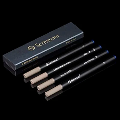 Afbeelding van Scriveiner Tintenroller Mine Blau Breit 4 Rollerball Refill Minen in hervorragender Qualität für Stifte Sicherheits Keramikmine B Schmidt 888