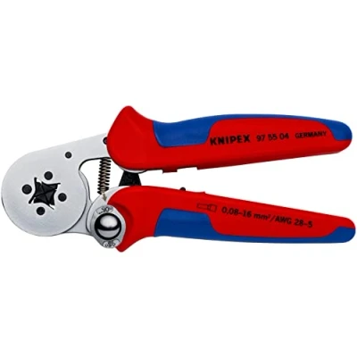 Afbeelding van Knipex Zelfinstellende krimptang voor adereindhulzen met zij invoering verchroomd, meer componentengrepen 180 mm (zelfbedieningskaart/blister) 97 55 04 SB