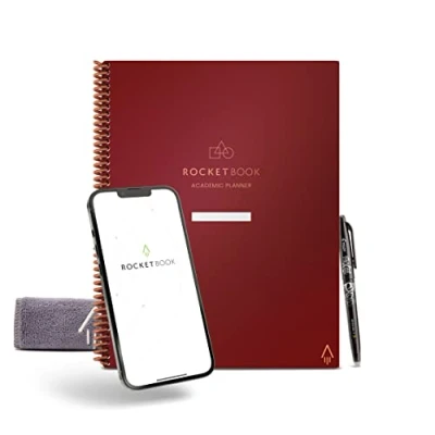 Afbeelding van Rocketbook Herbruikbare Smart A4 Academische Planner Digitaal notitieboek voor studenten en docenten Dagelijks, wekelijks, maandelijks schooldagboek, universiteitsdagboek, 13 paginatypen,