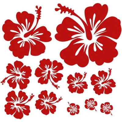 Afbeelding van Finest Folia Decoratieve stickers hibiscus bloemen woondecoratie thuis sticker wonen toiletdeksel koelkast laptop toilet zelfklevend K165 (04 karmijnrood)