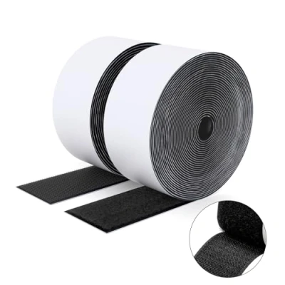 Afbeelding van SUTOUG Zelfklevende klittenband, 50 mm x 5 m, duurzame haakband en lusband, extra sterke dubbelzijdige klittenbandsluiting, wandplakstrips voor binnen buiten, zwart