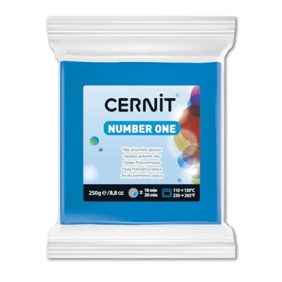 Afbeelding van Cernit CE0900250200C Block modelleermassa (polymeer) NUMBER ONE, ovenhardend, direct te gebruiken, 250 g, ideaal voor doe het zelf, sieraden en figuren, beginners hobbykunstenaars, blauw, 1