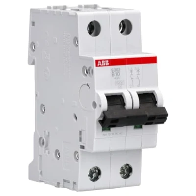 Afbeelding van Abb s202 installatieautomaat 2p b karakteristiek 10a iec en 60898 1 6 ka iec60947 2 10 modulen breedte 35mm 2cds252001r0105