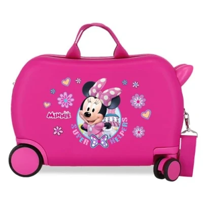 Afbeelding van Joumma Disney Minnie helper cabinekoffer, kinderkoffer, van ABS, robuust materiaal, vier dubbele multidirectionele wielen, zijdelingse combinatiesluiting, Fuchsia, kinderkoffer