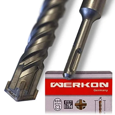 Afbeelding van WERKON Professionele SDS Plus betonboor 10 X 600 mm hamerboor steenboor beton boor Quadro viervoudige snede kruissnijder 10x600