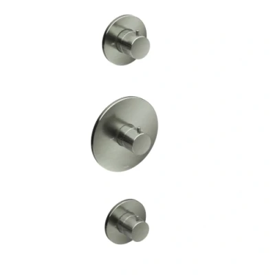 Afbeelding van HotBath Cobber Afbouwdeel Thermostaat met 2 stopkranen CB007EXT Geborsteld nikkel