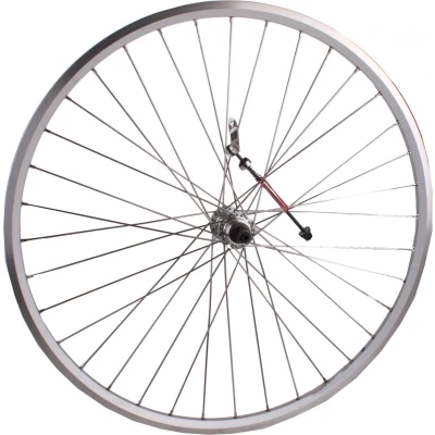 Afbeelding van Achterwiel 28x1 5/8x1 3/8 aluminium velg zilver. uitval cassette naaf, 8/9/10 speed, spaak 14