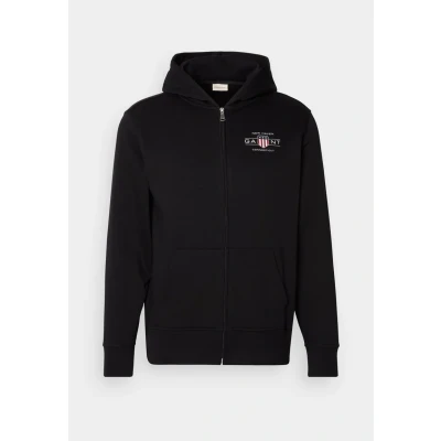 Afbeelding van GANT Graphic Fullzip Hoodie Sweater met rits, Heren, Maat: Large, Black