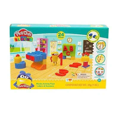 Afbeelding van Grandi Giochi Play Doh Blocks, set letters en cijfers, 24 delig, met constructies modelleermassa, Pld04000
