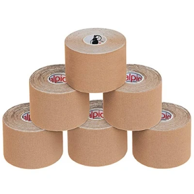 Afbeelding van ALPIDEX Kinesiologie Tape 1/3/ 6/12 rollen Veel kleuren 5 m x cm Toepassingsfolder Elastisch Waterdicht Huidvriendelijk Fysio Spier Set, Kleur:Beige, Aantal stuks:6