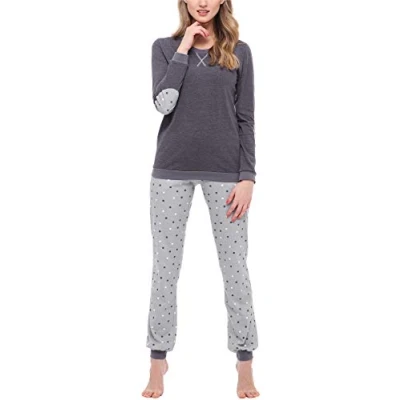 Afbeelding van Merry Style MS MS10 168 PJ Dames Pyjama ronde hals lange mouwen broek met zakken Katoen Donker Gemêleerd/Grijs L