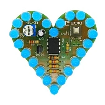 Afbeelding van Solderen training praktijk leren elektronica kits DIY kit hartvorm LED soldeerset, soldeerset beginners laboratorium DC 4V 6V, blauw