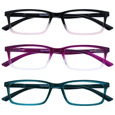 Afbeelding van OPULIZE BBB9 45Q Zeebril, blauw lichtfilter, verpakking van 3 stuks, smal montuur, veerscharnieren, verbeteren de slaap, computerbril, gaming, ontspiegeld, zwart tot roze, paars, turquoise, heren en