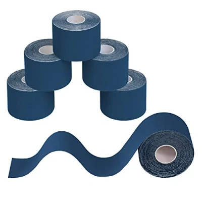 Afbeelding van BB Sport 6 Stuck Kinesiology Tape 5 m x cm Vele Kleuren E book Applicatie Brochure Elastiek Spirien Kinesiotape Set, Kleur:Donkerblauw