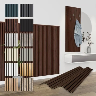 Afbeelding van HEXIM Akoestische panelen, 138,5 x 60 cm, flexibele lamellenwand, hout, mdf wandpanelen, wandbekleding, binnendecoratie, geluidsisolerend (1 paneel / 0,83 m² Catania Oak APH13)