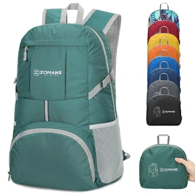 Afbeelding van ZOMAKE Lichtgewicht Opvouwbare Rugzak 35L,Licht Waterdichte Wandelrugzak,Pakbare voor Dames En Heren,Outdoor Wandelen Camping Reizen(Leger groen)