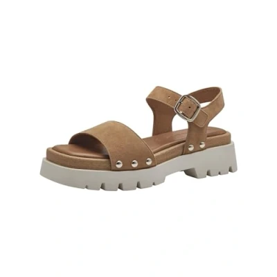 Afbeelding van Tamaris Sandalen met plateauzool, Dames, Maat: 42, Camel Leer