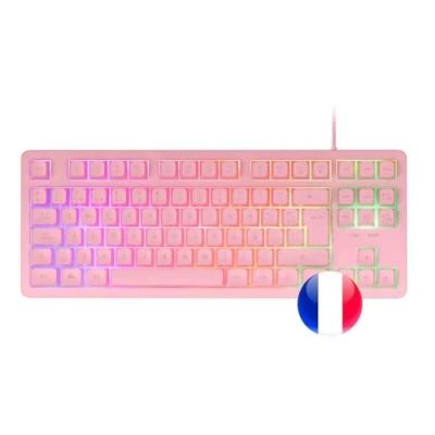 Afbeelding van Mars Gaming MK023, Keyboard TKL, Hybride H Mech Technologie, FRGB Regenboogverlichting, Anti ghosting, Universele Compatibiliteit, Roze, Frans Taal