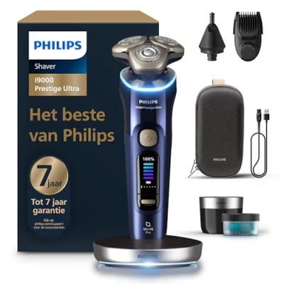 Afbeelding van Philips Shaver i9000 Prestige Ultra, Afeitadora eléctrica en seco y húmedo, Tecnología Skin IQ Pro, Triple sistema de elevación corte, cuchillas NanoTech 360º, 5 modos afeitado, modelo XP9401/38