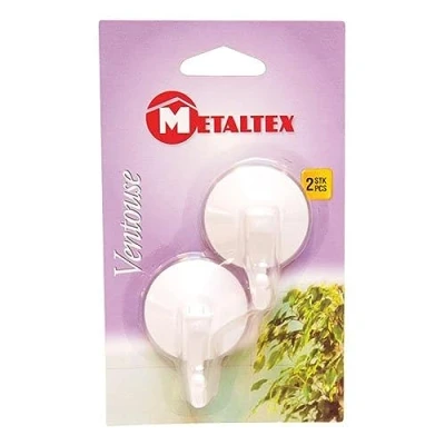 Afbeelding van Metaltex Haken Met Zuignap 2 Stuks Wit