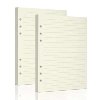 Afbeelding van A5 gelijnde vullingen inzetstukken voor maat 6 rings map, losse blad planner vulpapier, inserts (beige gevoerd 160 vellen, A5)