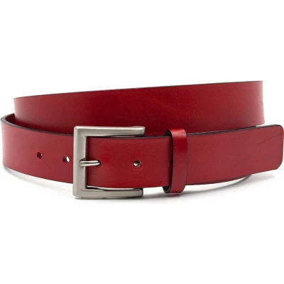 Afbeelding van JV Belts Sportieve rode jeansriem heren en dames riem 3.5 cm breed Rood Echt Leer Taille: 110cm Totale lengte riem: 125cm
