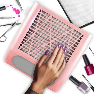 Afbeelding van Retoo nagelstofzuiger, stofafzuiging, professionele nagelstudio en thuis, 80 W, krachtige nagelzuiger voor manicuresalon nageldesign, snelheid 4500 tpm, roze
