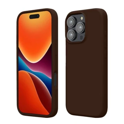 Afbeelding van kwmobile telefoonhoesje geschikt voor Apple iPhone 16 Pro Max Hoesje met siliconen coating Smartphone case in chocoladebruin
