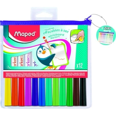 Afbeelding van Viltstift Maped Marker&#039;Peps whiteboard set á 12 kleuren