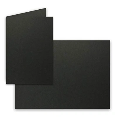 Afbeelding van 25 x vouwkaarten DIN A6 in zwart blanco dubbele kaarten 220 g/m²