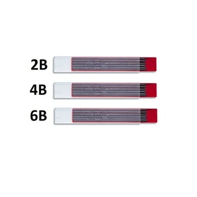 Afbeelding van Koh i noor 4190 Set van Leads 2B 4B 6B 2.0 mm Grafiet voor Technisch Tekenen en Retoucheren (12 elk, totaal 36 leads)