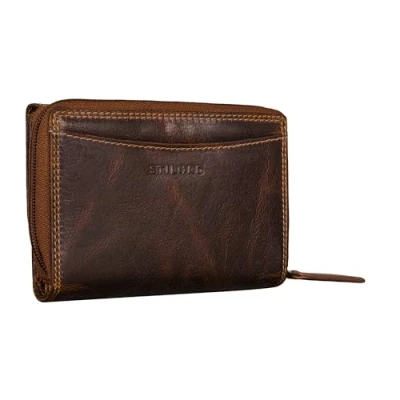 Afbeelding van STILORD &#039;Jade&#039; Portemonnee Dames Leer Grote RFID Beurs Leren Vintage Vrouwen Leder met Rits, Kleur:luino bruin