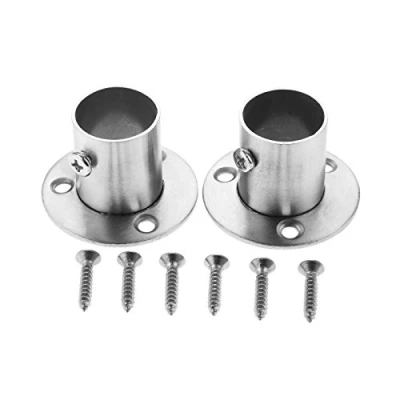 Afbeelding van 2Pcs Rvs Garderobe Rail Rod Pole Socket End Ondersteuning Beugel Flens 22mm